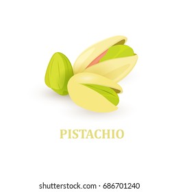 group of pistachios on white background for your design