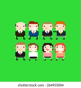 Group of pixel art office people