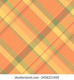 Group plaid check vector, canadian pattern tartan seamless. Layer textile texture background fabric in coral and orange colors.