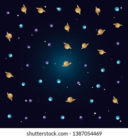 group of planets scene space pattern