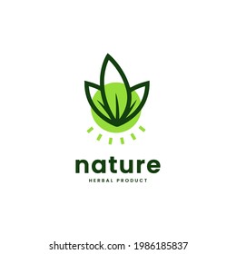 Group of plant leaf natural logo with line style bold icon