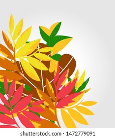 A group of plants, decorative floral composition, fall, autumn leaves, vector illustration - Vector