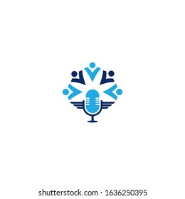 Group podcast vector logo design.