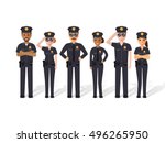 Group of police officers, police man and police woman, cops. Flat design people characters.