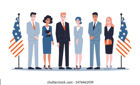 Group of politician in business suit. Demoracy and government. Political person. Isolated flat illustration vector