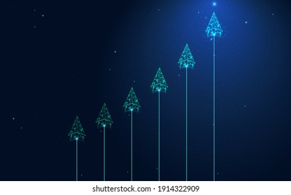Group of polygon paper plane leadership competition concept on blue background. Innovative solution creative business competition concept futuristic vector illustration.