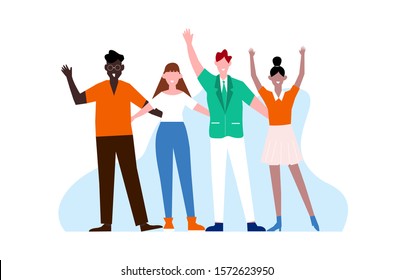 Group portrait of smiling office employees. Team Portrait Vector illustration