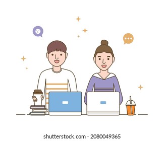Group portrait of smiling students stock illustration. Student lifestyle in pandemic concept. Vector flat person illustration.
