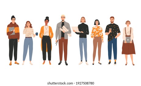 Group portrait of young creative people professionals