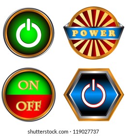 Group of power buttons, isolated on white background