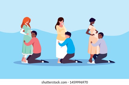 group of pregnant couples, avatar characters