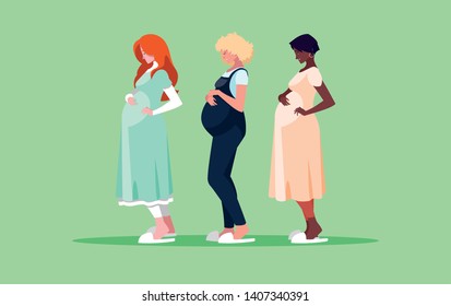 group of pregnant women avatar character