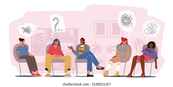 Group of Pregnant Women Visit Childbirth or Psychology Support Courses. Couch Female Character Speaking About Pregnancy and Maternity to Audience at Classroom. Cartoon People Vector Illustration