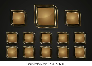 Group of premium gold buttons design in Luxury and set of gold buttons with premium stoked vector web buttons design