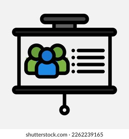 Icono de presentación de grupo en estilo de línea rellena, uso para presentación de aplicaciones móviles del sitio web