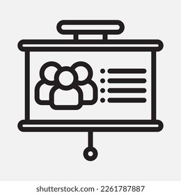 Group presentation icon in line style, use for website mobile app presentation