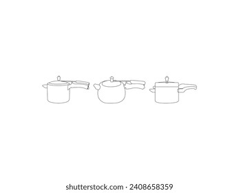 Group of Pressure Cooker Outline Vector Design isolated on white background. Vector Illustration