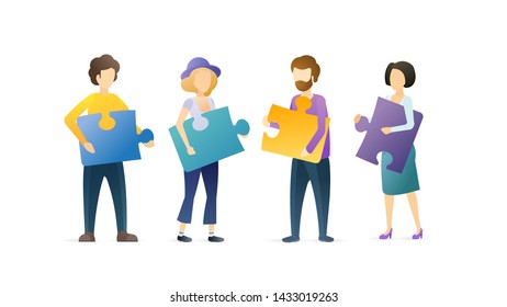 People Connected Puzzle Pieces Performing Work Stock Vector (Royalty ...