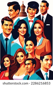 Group of professional business tycoon. vector illustration