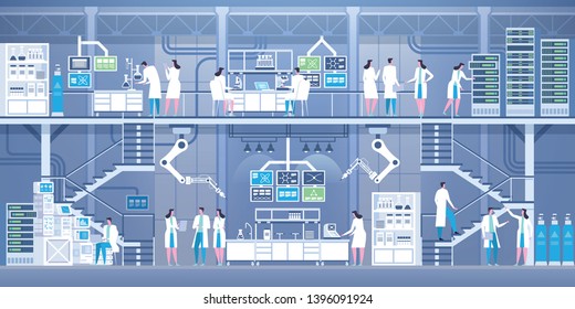 Group Professional Scientists Doing Research Experiments Stock Vector Royalty Free