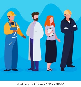group of professional workers characters