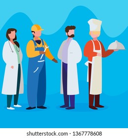 group of professional workers characters
