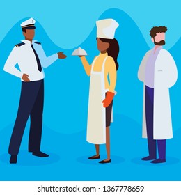 group of professional workers characters
