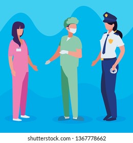 group of professional workers characters