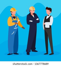 group of professional workers characters