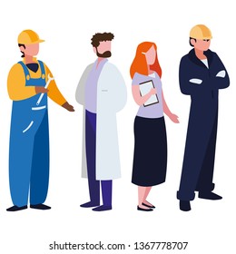 group of professional workers characters
