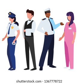 group of professional workers characters