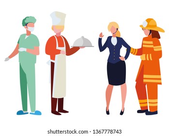 group of professional workers characters