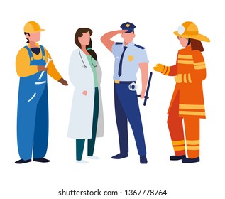 group of professional workers characters