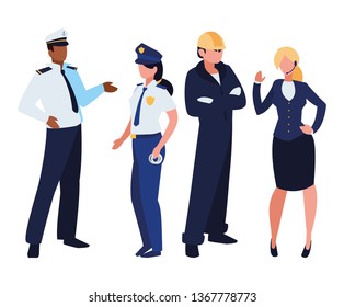 group of professional workers characters