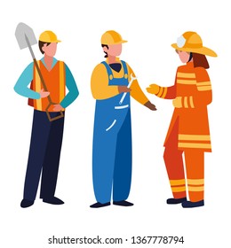 group of professional workers characters