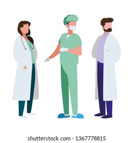 group of professional workers characters
