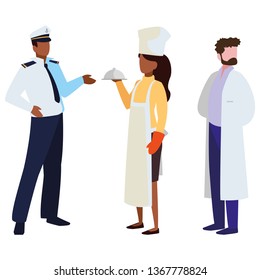 group of professional workers characters