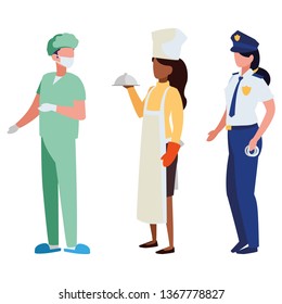 group of professional workers characters