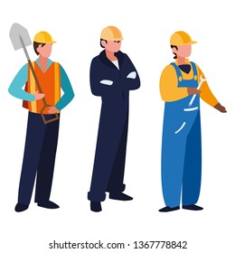 group of professional workers characters