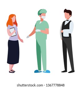group of professional workers characters