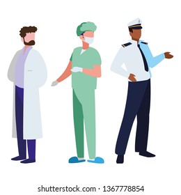 group of professional workers characters