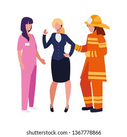 group of professional workers characters