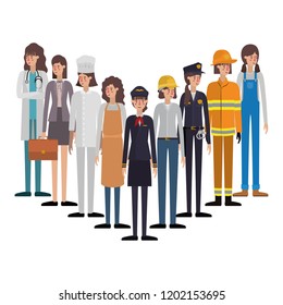 group of professionals avatar character