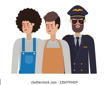 group of professionals avatar character