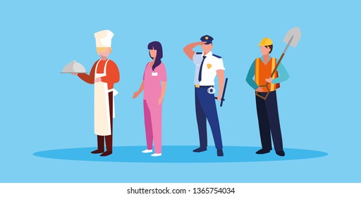group of professionals avatar character