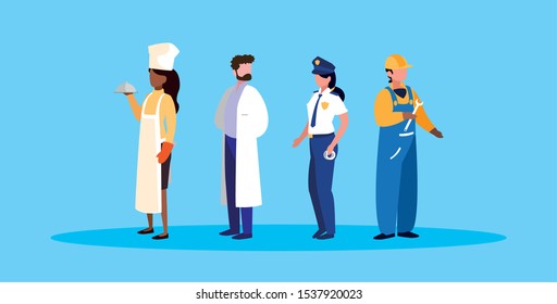 group of professionals avatar character vector illustration design