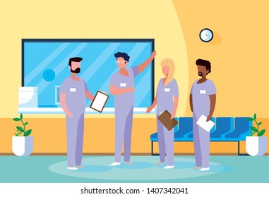 group of professionals doctors in hospital
