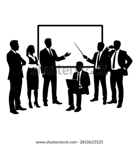 Group of professionals engaging in a business presentation and discussion in a modern conference setting.