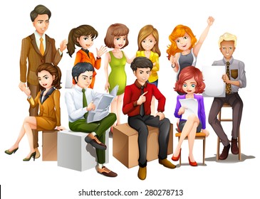 Group of professionals on white background