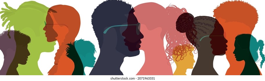 Group profile silhouette multiethnic college students. Concept of education training lesson and learning in the classroom or online. Prepare for a successful career or professional job